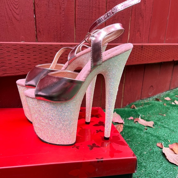 Pleaser Flamingo Glitter High Heels - Picture 4 of 5